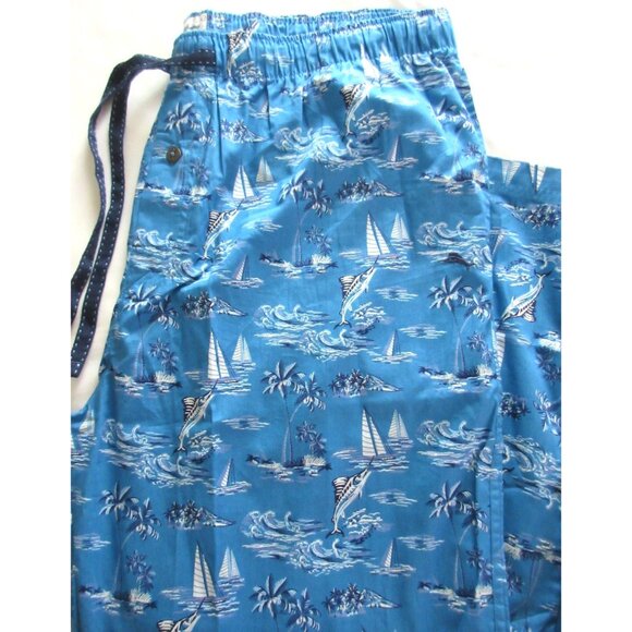 Tommy Bahama Men's Woven Notch Collar Long Pant PJ set Tropical Sea Life NWT XL - Picture 4 of 7
